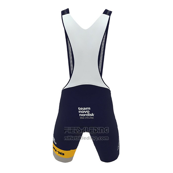 2022 Fietskleding Novo Nordisk Diep Blauw Geel Korte Mouwen en Koersbroek